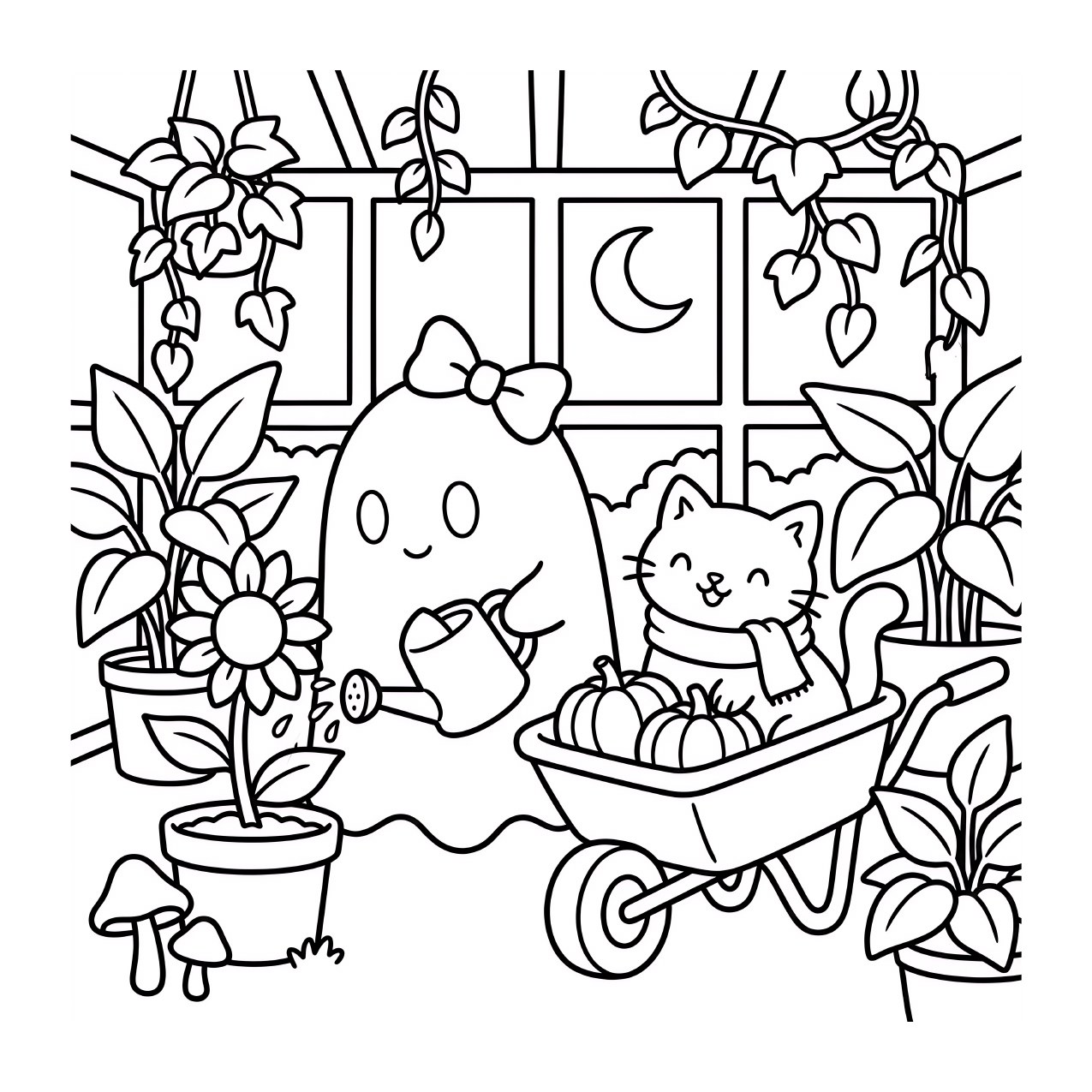Sample coloring page from Pumpkins and Purrs