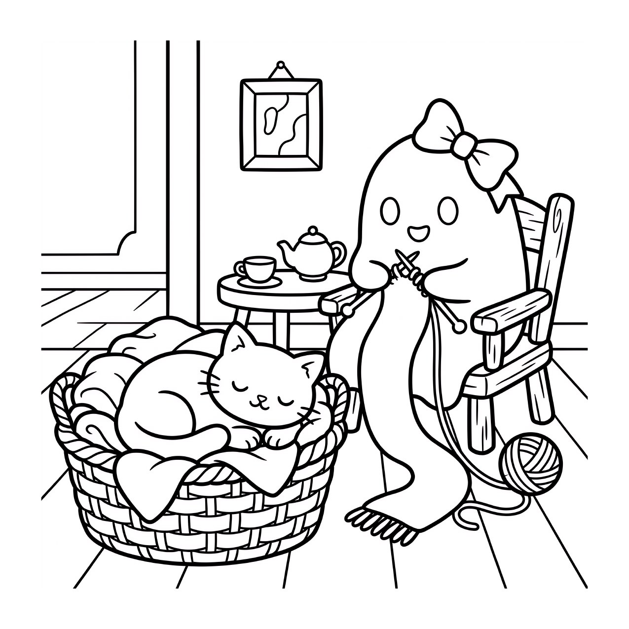 Sample coloring page from Pumpkins and Purrs
